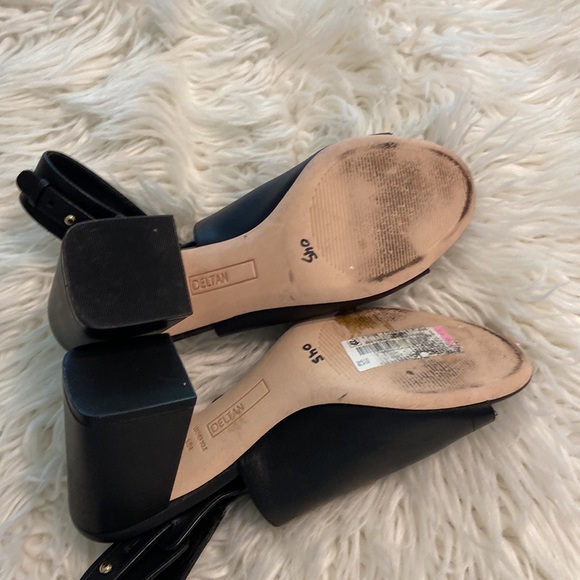 Deltan Women's Black Open-Toe Heels size 9.5 leather sole, leather upper - Picture 5 of 12